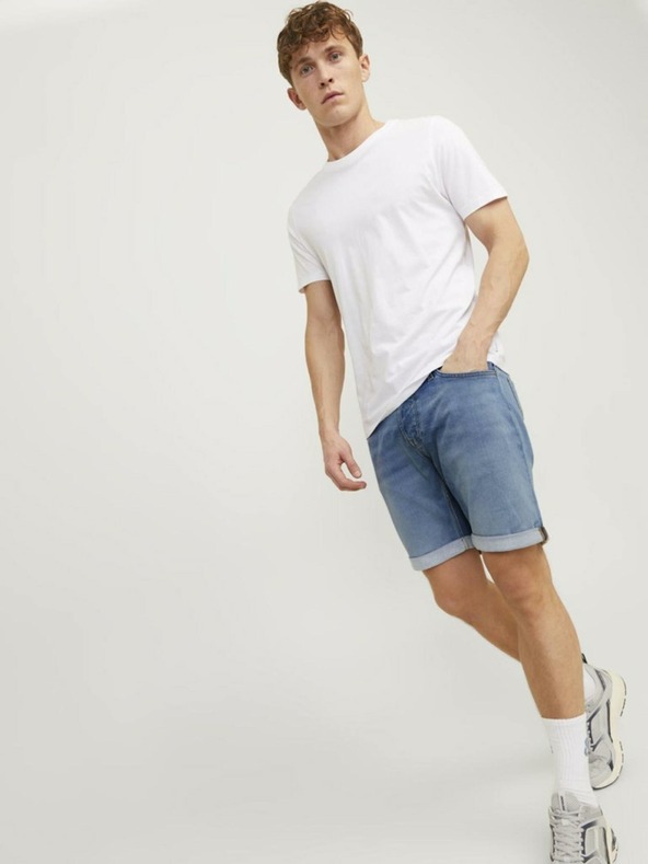 Jack & Jones Modré pánské džínové kraťasy Jack & Jones Rick