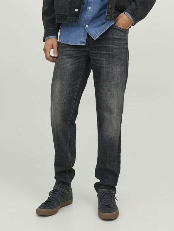 Jack & Jones Černé pánské straight fit džíny Jack & Jones Mike