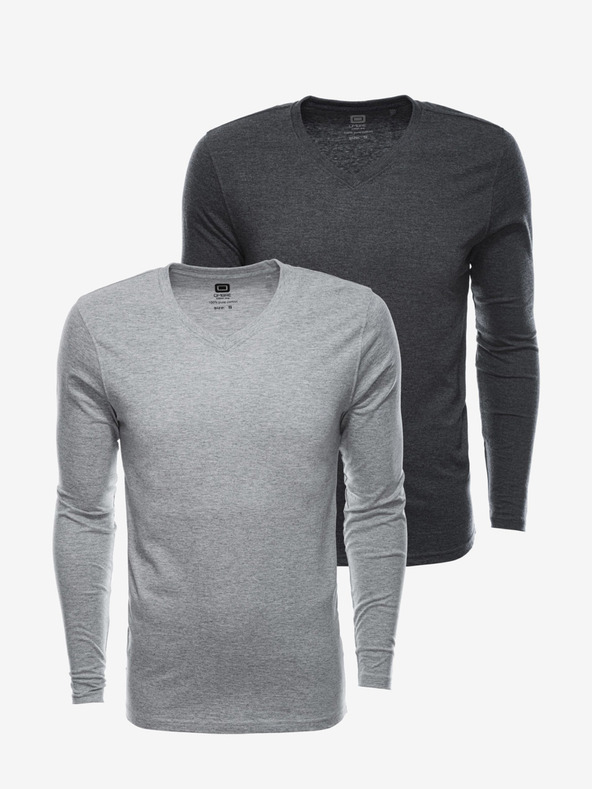 Ombre Clothing Pánské tričko s dlouhým rukávem bez potisku - mix 2 kusy v balení V1 Z41 basic