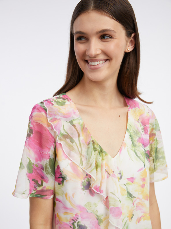 Orsay Růžovo-bílá dámská květovaná halenka ORSAY