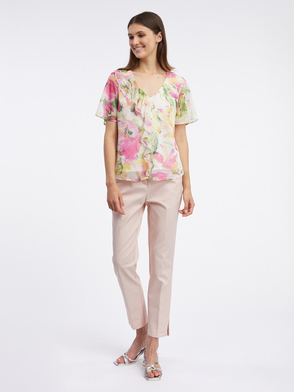 Orsay Růžovo-bílá dámská květovaná halenka ORSAY