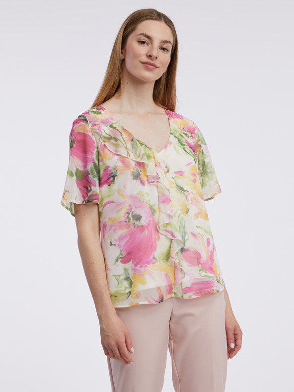 Orsay Růžovo-bílá dámská květovaná halenka ORSAY