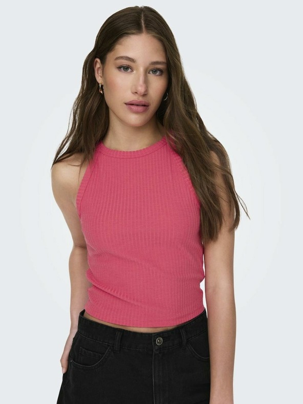 ONLY Tmavě růžový dámský žebrovaný basic top ONLY Emma