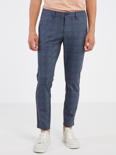 ONLY & SONS Tmavě modré pánské kostkované chino kalhoty ONLY & SONS Mark