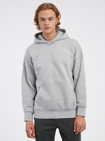 ONLY & SONS Světle šedá pánská žíhaná basic mikina s kapucí ONLY & SONS Dan