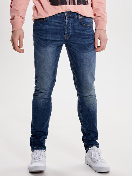 ONLY & SONS Modré slim džíny s vyšisovaným efektem ONLY & SONS Loom