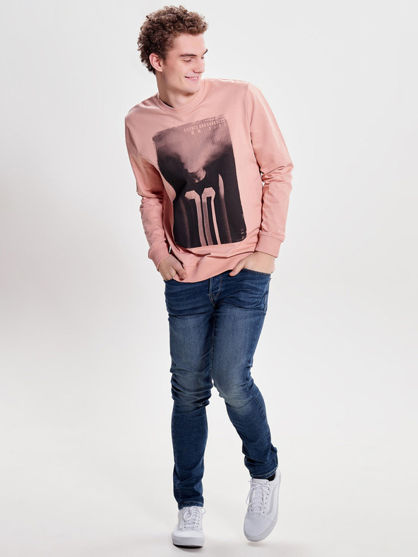 ONLY & SONS Modré slim džíny s vyšisovaným efektem ONLY & SONS Loom