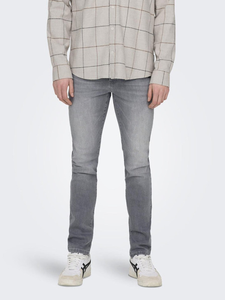 ONLY & SONS Šedé pánské slim fit džíny ONLY & SONS Loom