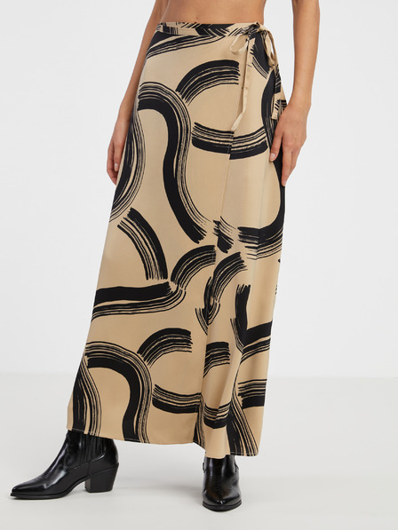 AWARE by VERO MODA Béžová dámská vzorovaná zavinovací maxi sukně AWARE by VERO MODA Gusa
