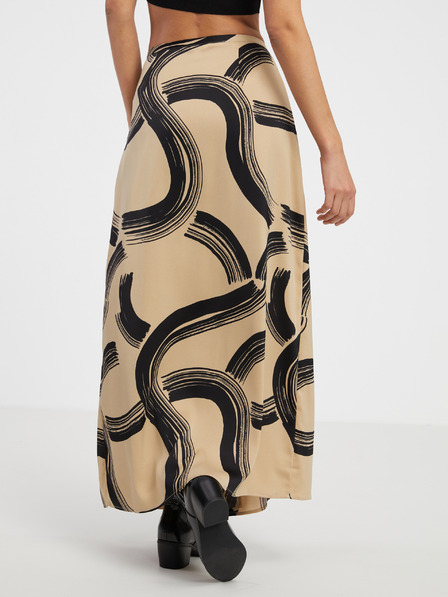 AWARE by VERO MODA Béžová dámská vzorovaná zavinovací maxi sukně AWARE by VERO MODA Gusa