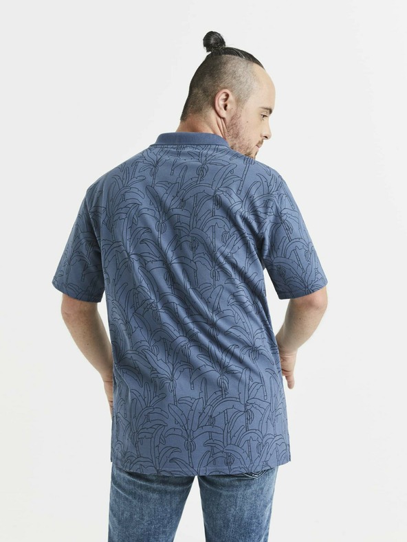Celio Modré pánské vzorované polo tričko Celio