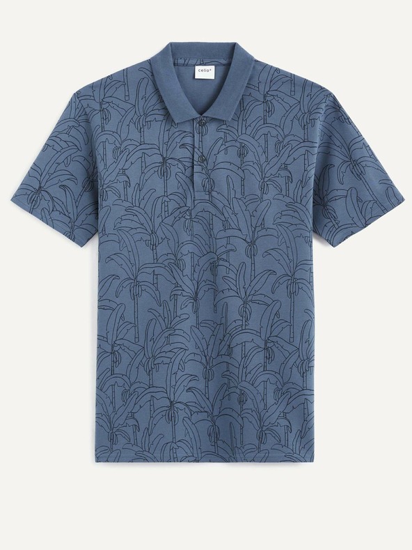 Celio Modré pánské vzorované polo tričko Celio