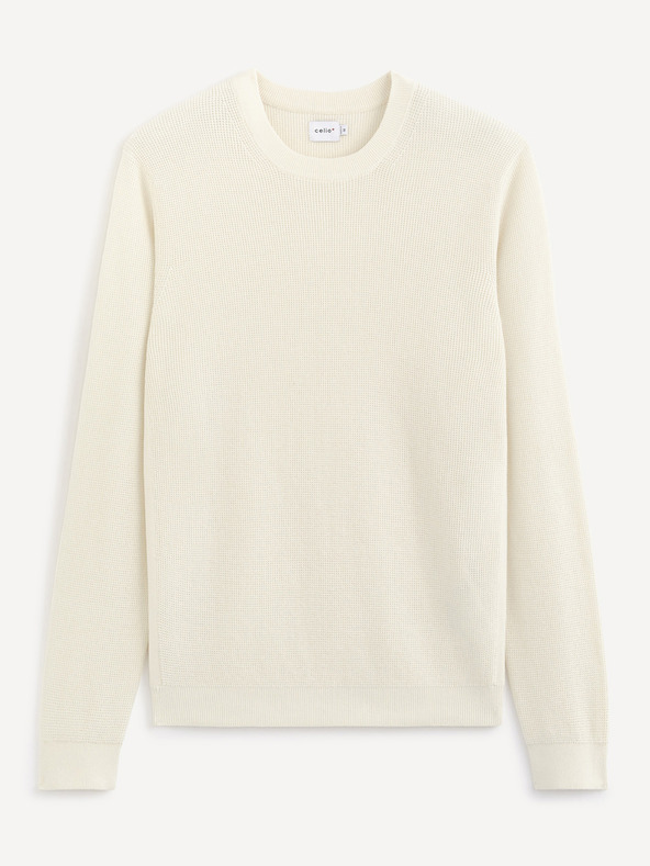 Celio Bílý basic svetr Celio Tepic