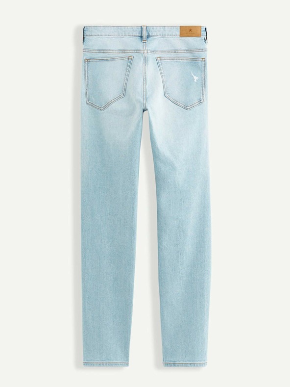 Celio Světle modré pánské straight fit džíny s potrhaným efektem Celio Vomarble