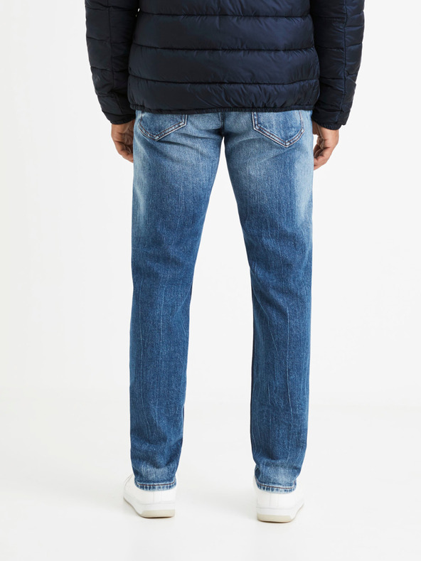 Celio Modré pánské straight fit džíny s potrhaným efektem Celio Vomarble