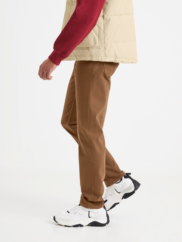 Celio Hnědé pánské kalhoty Celio