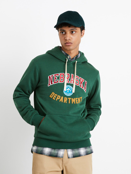 Celio Zelená pánská mikina Celio Nebraska Department