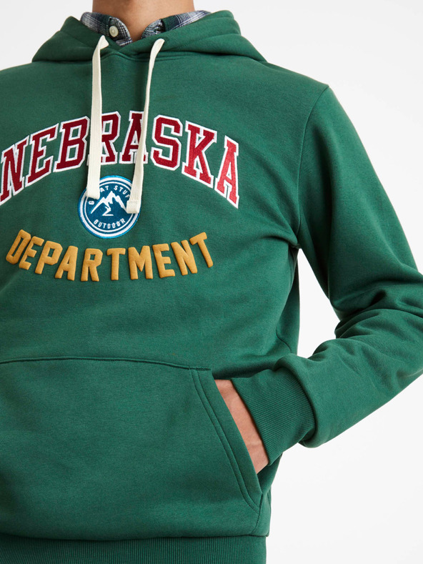 Celio Zelená pánská mikina Celio Nebraska Department