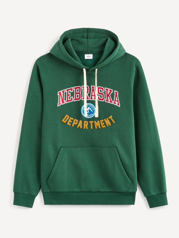 Celio Zelená pánská mikina Celio Nebraska Department