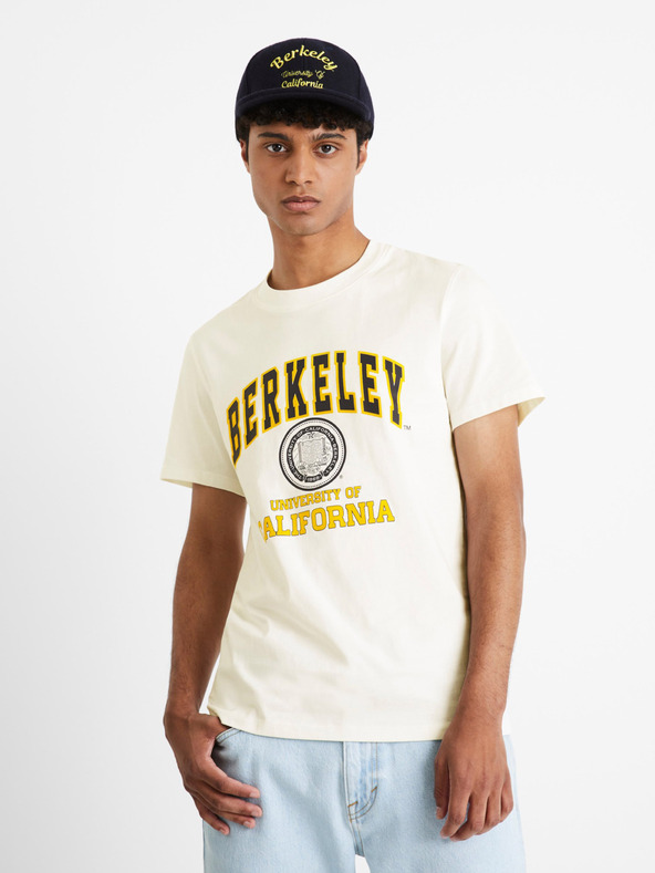 Celio Žluto-bílé pánské tričko Celio Berkeley university
