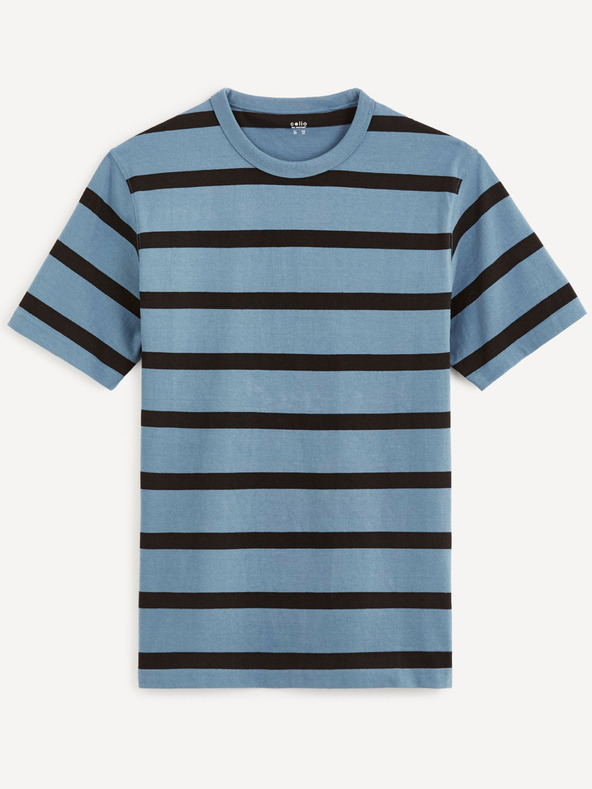 Celio Modré pruhované tričko Celio Beboxar