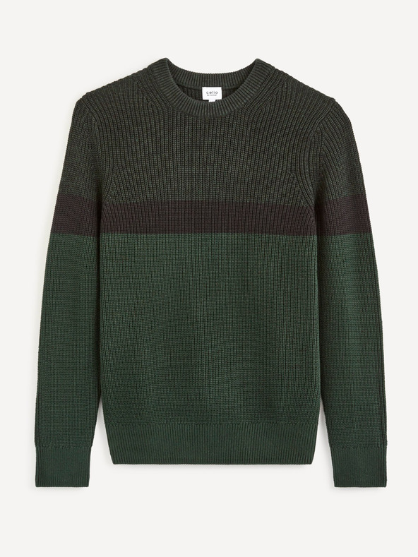 Celio Tmavě zelený pánský svetr Celio Ceriblock