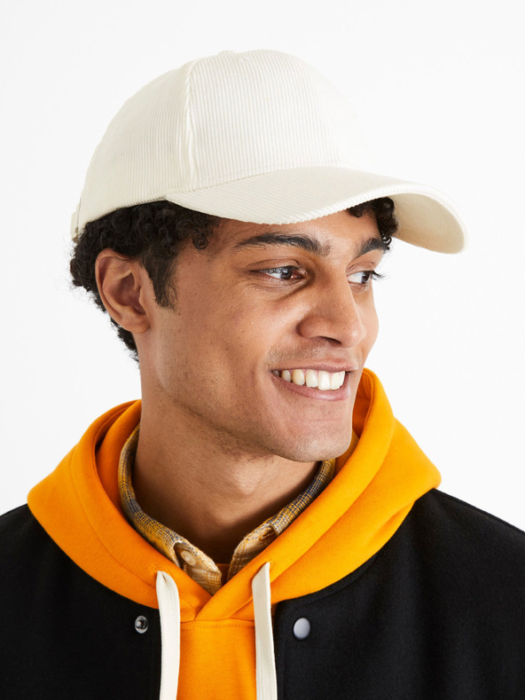 Celio Bílá unisex manšestrová kšiltovka Celio Cicapcord