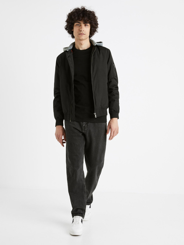 Celio Černý pánský bomber s kapucí Celio Cujameshoo