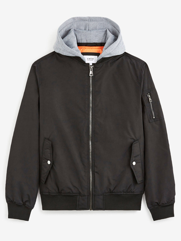 Celio Černý pánský bomber s kapucí Celio Cujameshoo