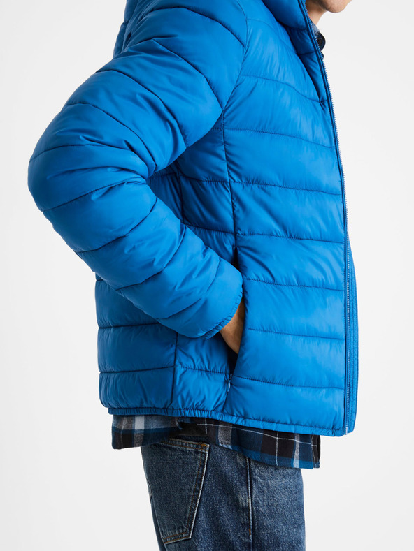 Celio Modrá pánská lehká prošívaná bunda Celio Vububble