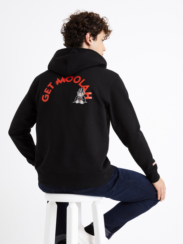 Celio Černá pánská mikina s potiskem Celio Monopoly