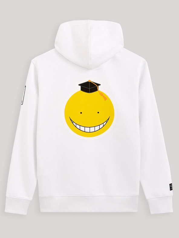 Celio Bílá pánská mikina s potiskem na zádech Celio Assassination Classroom