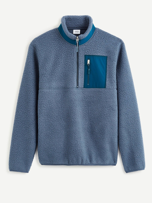 Celio Modrá pánská fleecová mikina Celio Cesheep