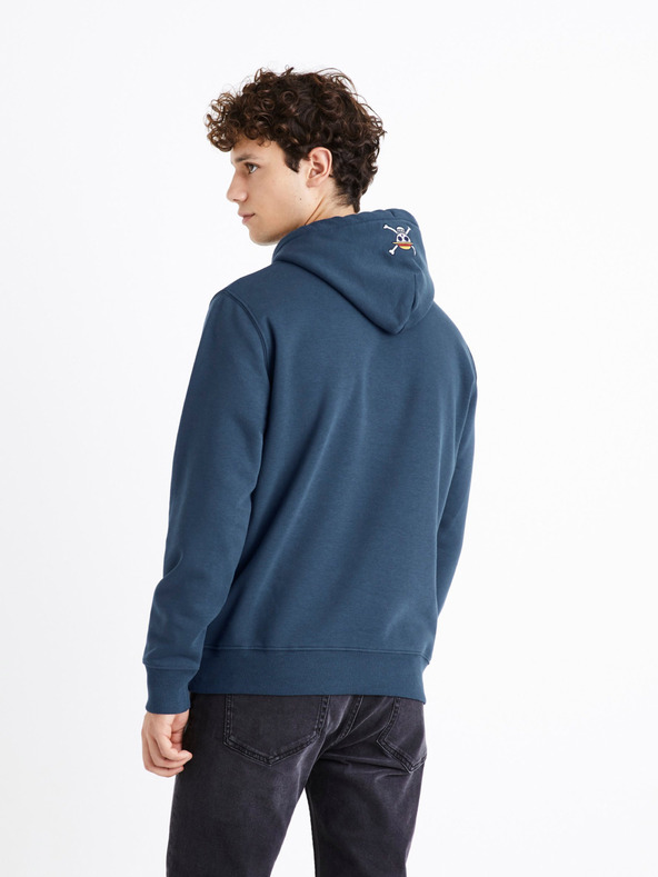 Celio Modrá pánská mikina s kapucí Celio One Piece