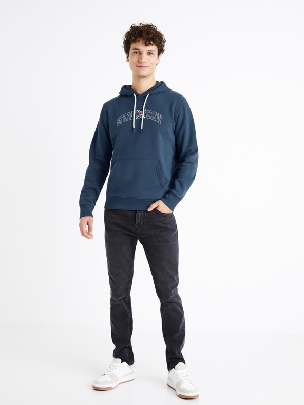 Celio Modrá pánská mikina s kapucí Celio One Piece