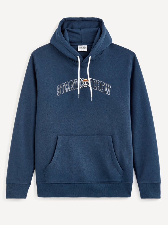 Celio Modrá pánská mikina s kapucí Celio One Piece