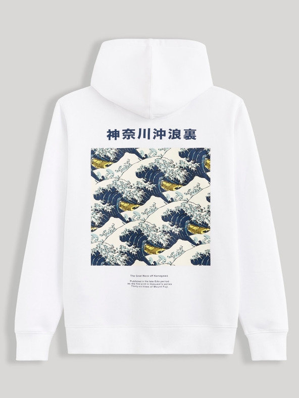 Celio Bílá mikina s kapucí  Celio Hokusai