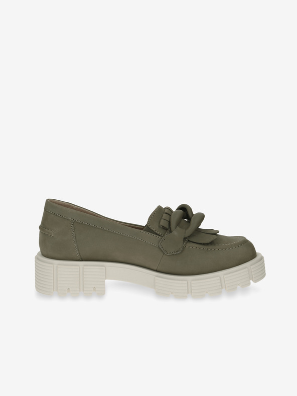 Caprice Khaki dámské semišové mokasíny na platformě Caprice
