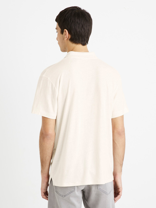 Celio Krémové pánské polo tričko Celio Deolive