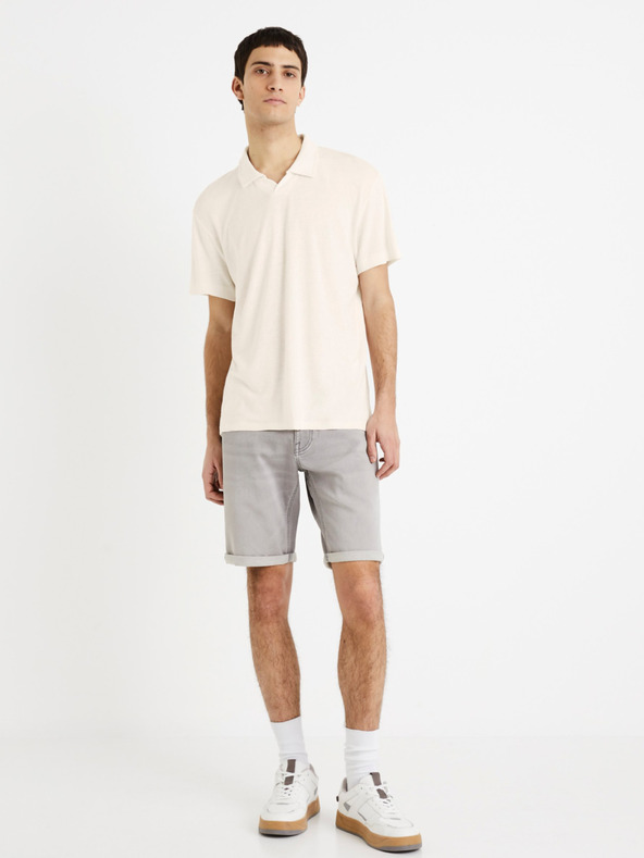 Celio Krémové pánské polo tričko Celio Deolive