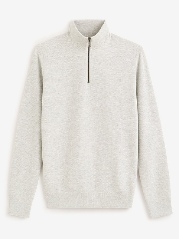 Celio Světle šedý pánský basic svetr Celio Celim
