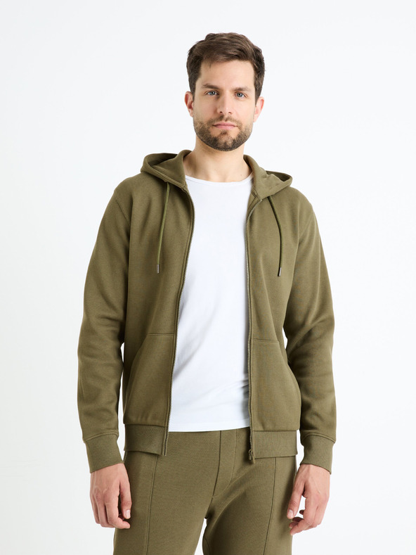 Celio Khaki pánská mikina s kapucí Celio Fepiquet