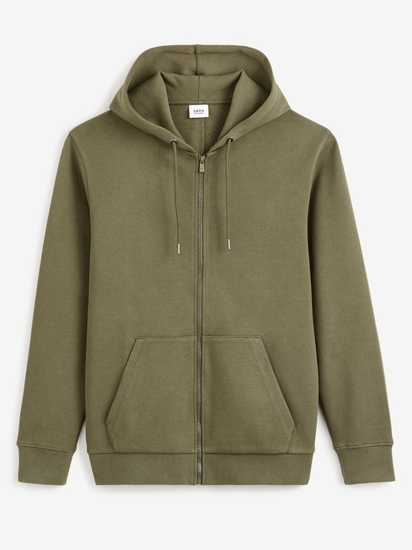 Celio Khaki pánská mikina s kapucí Celio Fepiquet