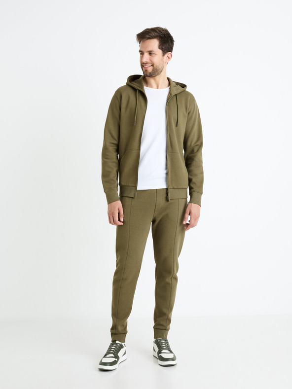Celio Khaki pánská mikina s kapucí Celio Fepiquet