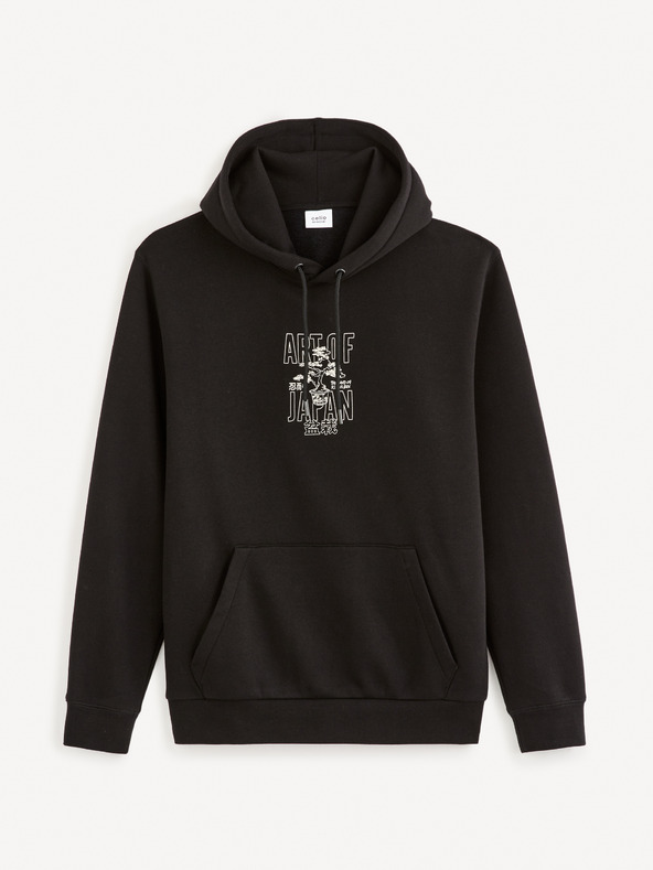 Celio Černá pánská mikina s kapucí Celio Fejabowl