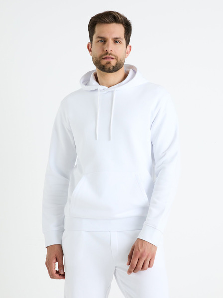 Celio Bílá pánská mikina s kapucí Celio Fesix