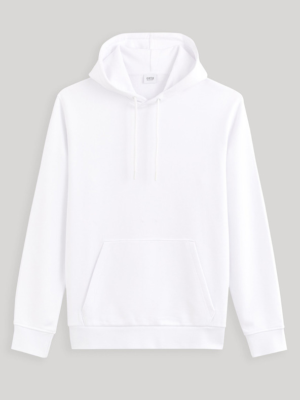 Celio Bílá pánská mikina s kapucí Celio Fesix