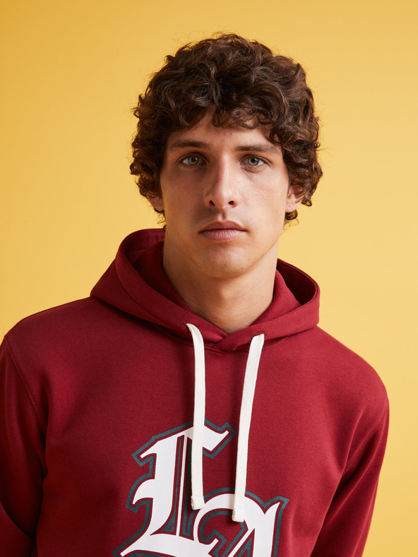 Celio Červená pánská mikina s kapucí Celio Fecago