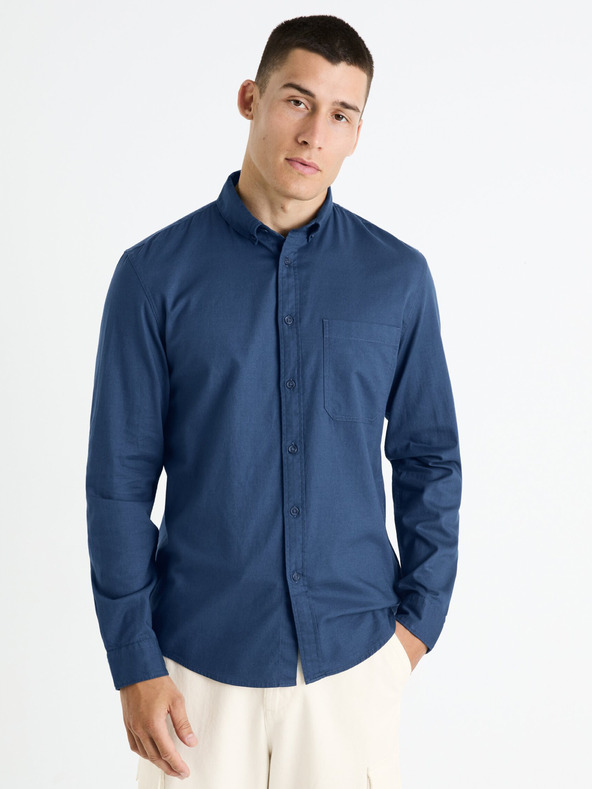 Celio Tmavě modrá pánská košile Celio Farobone2