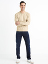 Celio Béžový pánský basic svetr Celio Decotonv